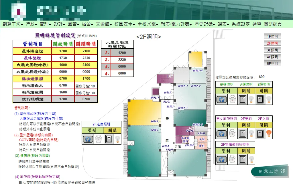 照明系統 圖控畫面